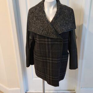 Vera Wang Coat wool and faux leather sleeves size 8